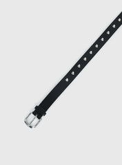Speakeasy Heart Studded Belt Black Silver