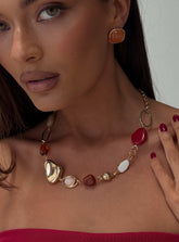 Quincie Necklace Gold Red