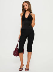 Ashely Sheer Corset Halter Top Black