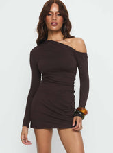Perceptive One Shoulder Playsuit Brown