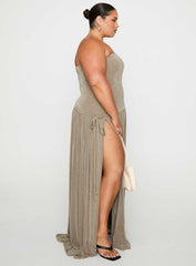 Inka Strapless Maxi Dress Taupe Curve