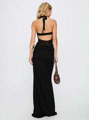 Adalyne Lace Halter Maxi Dress Black