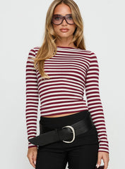 Derrica Long Sleeve Top Red / Grey Stripe