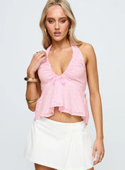 Gadot Anglaise Halter Top Pink