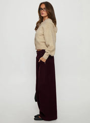 Jacynda Low Waist Wide Leg Corduroy Jeans Currant