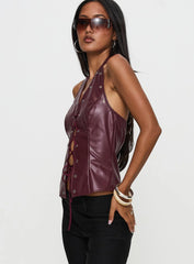 I've Been There Faux Leather Halter Top Red