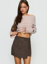 Adelyne Tweed Mini Skirt Brown