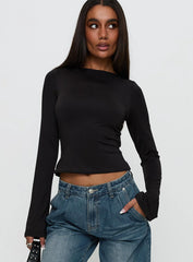 Lifes Good Long Sleeve Backless Top Black