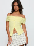 Azusa Off The Shoulder Top Yellow
