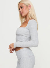 Closed Eyes Long Sleeve Top Grey