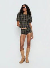Afterglow Mini Short Navy / Lemon Plaid