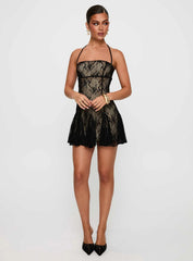Delamere Lace Mini Dress Black