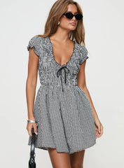 Wescott Gingham Romper Black White Tall