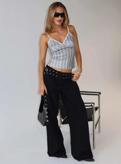 Baccarat Mid Rise Wide Leg Belted Jeans Black