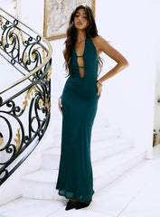 Heartseeker Halter Maxi Dress Forest Green
