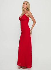 Willah Frill Trim Maxi Dress Red