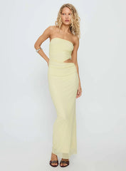 Tyllie Strapless Cut Out Maxi Dress Yellow