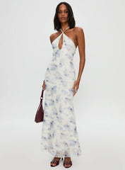 Walk On Water Halter Maxi Dress White