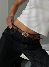 Capeside Faux Leather Belt Brown Gold