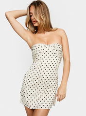 Irena Strapless Mini Dress Cream / Polka Dot