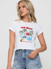 Visit Miami Graphic Tee White