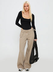 All Tied Up Long Sleeve Bodysuit Black