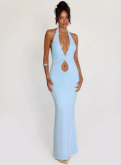 No Hard Feelings Twist Maxi Dress Blue