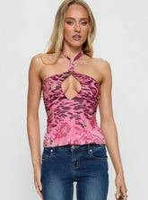 Marlynn Halter Top Pink Multi