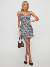 Milada Frill Hem Mini Dress Blue Multi