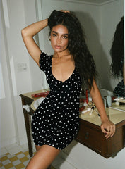 I Guess So Mini Dress Black Polka Dot Petite