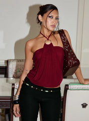 Hedlea Draped Ring Detail Top Wine