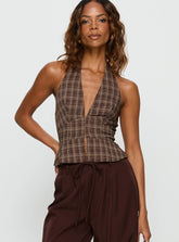Pleasing Top Brown Check