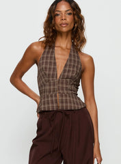 Pleasing Top Brown Check