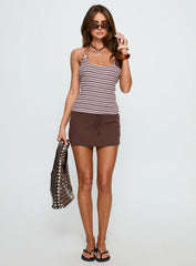 Roller Coaster Bead Detail Top Pink Stripe