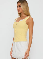 Sole Purpose Lace Trim Top Yellow