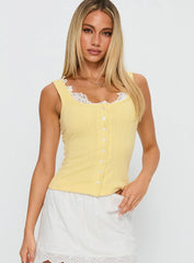 Sole Purpose Lace Trim Top Yellow