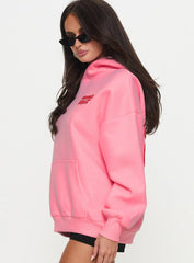 Princess Polly Hooded Sweatshirt Bubble Text Pink Red