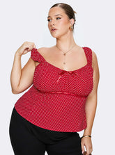 Garconne Top Red Polka Curve
