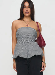 Selenea Bubble Hem Top Black White