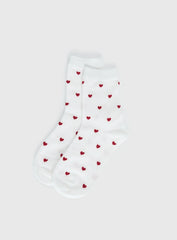 Sweet Heart Socks White Red