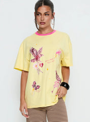Wild Light Oversized Graphic Tee Yellow / Pink