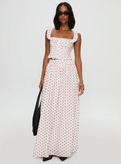 Valerio Maxi Skirt White / Red