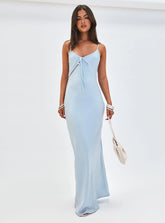 Linger Bias Cut Maxi Dress Blue