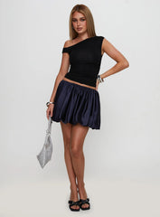 Rubee Bubble Hem Mini Skirt Navy