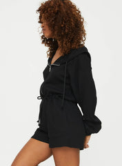Jeanette Hooded Romper Black