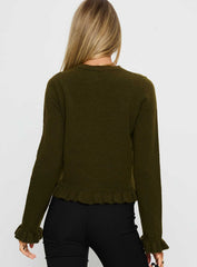 Inclination Frill Cardigan Moss