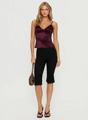 Lunetta Picot Trim Cami Top Burgundy