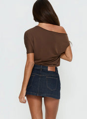 Nicolina Low Rise Denim Mini Skirt Raw Denim