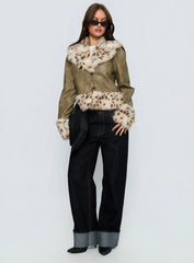 Hiraya Faux Fur Trim Jacket Vintage Green