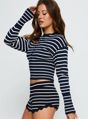 Head In The Clouds Cardigan Navy Stripe